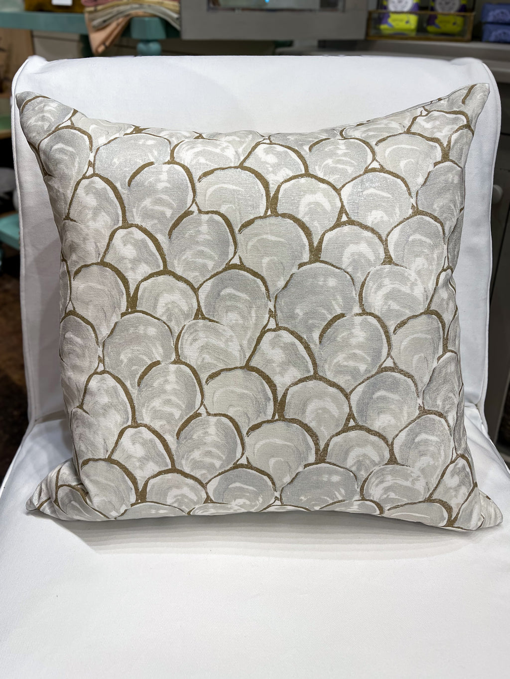 Palm Orleans Oyster Print Pillow