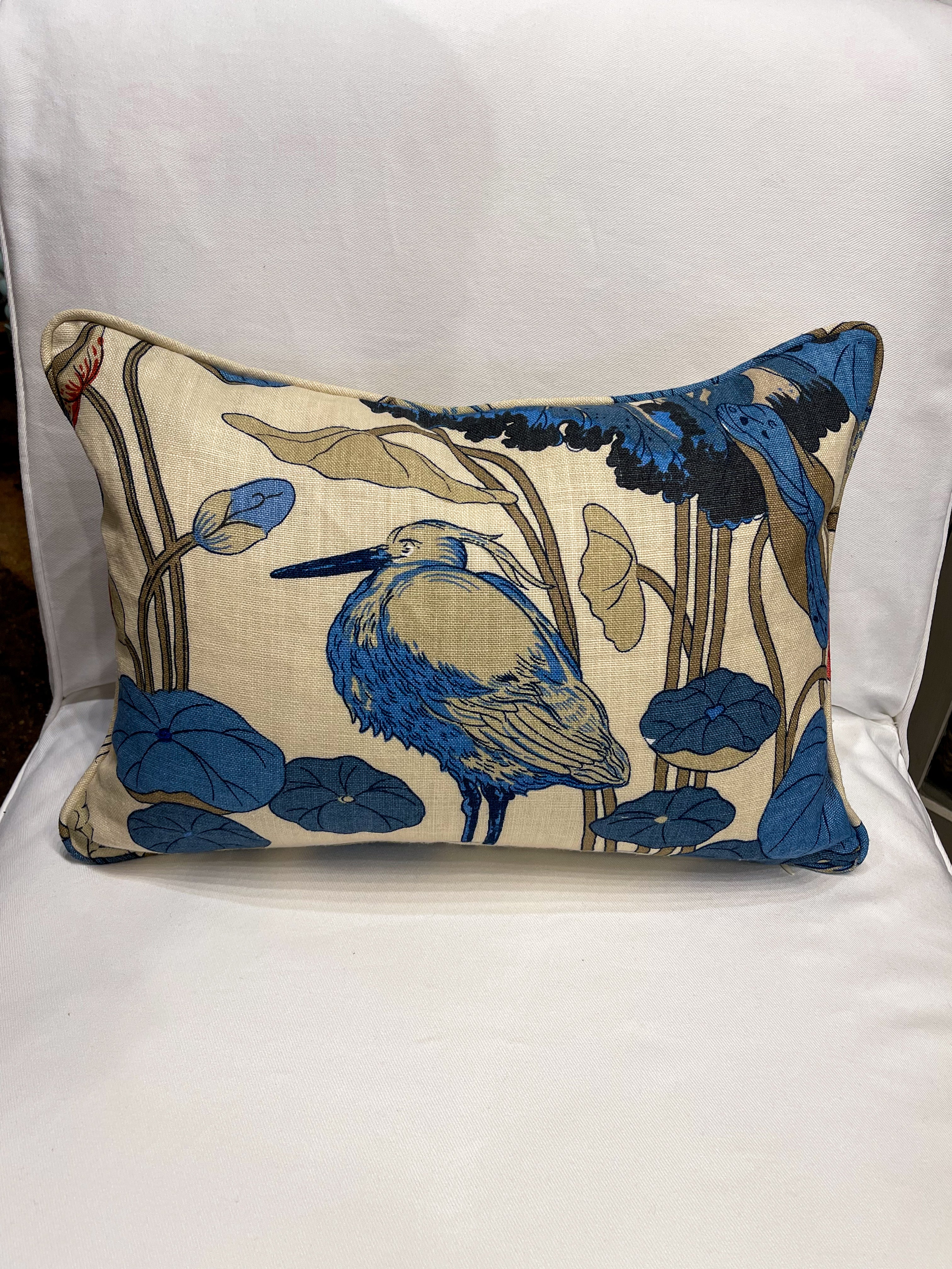 Heron Print Lumbar Pillow