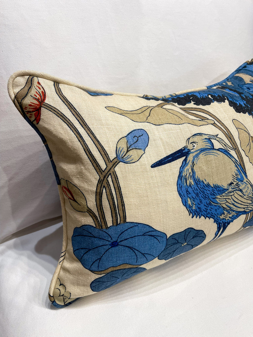 Heron Print Lumbar Pillow