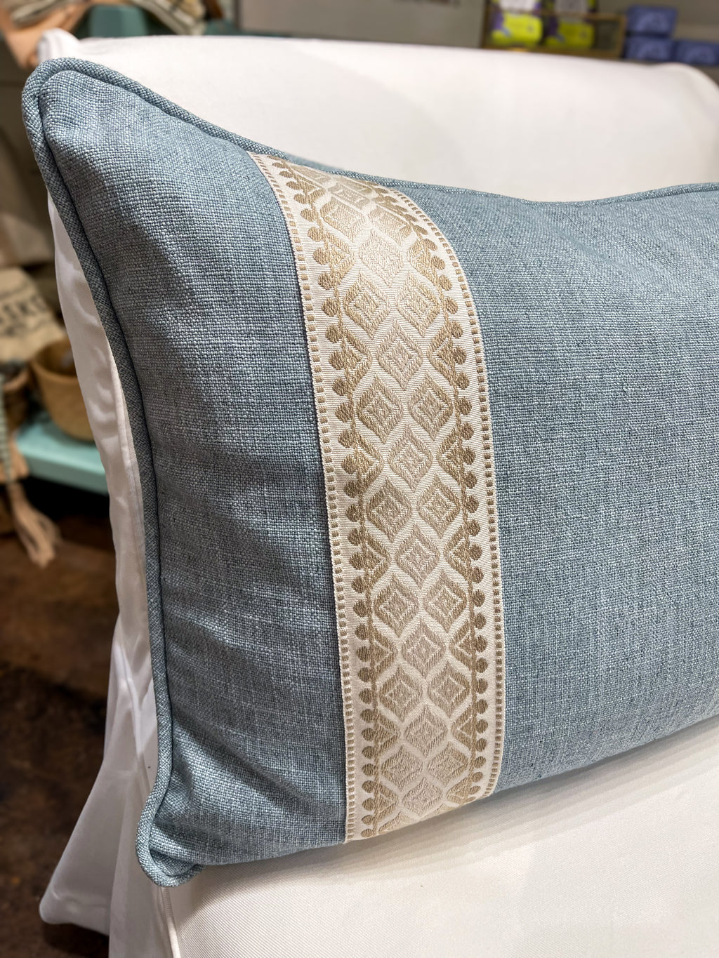 Blue Linen Pillow