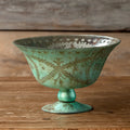 French Blue Etched Compote Large