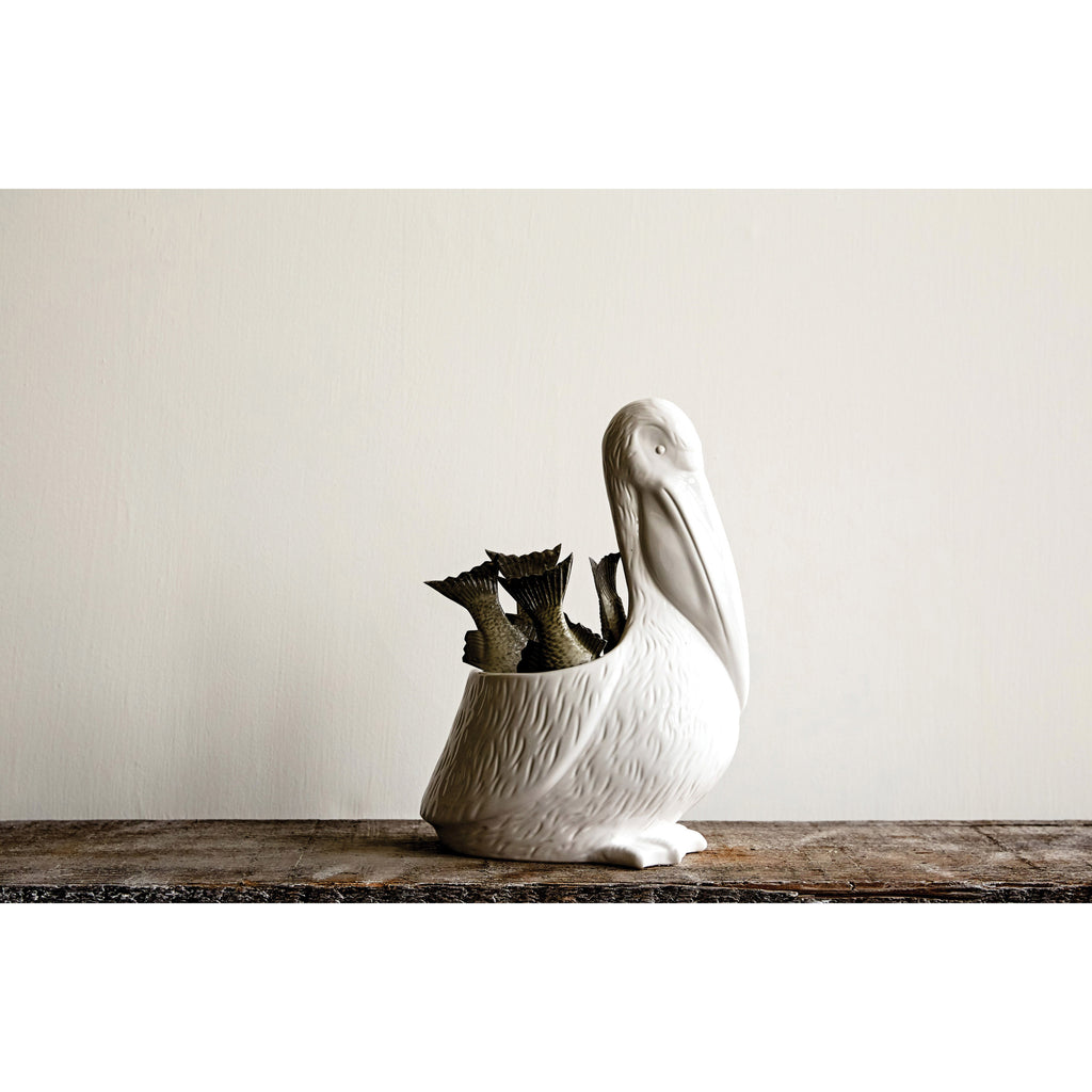 Ceramic Pelican Planter, White