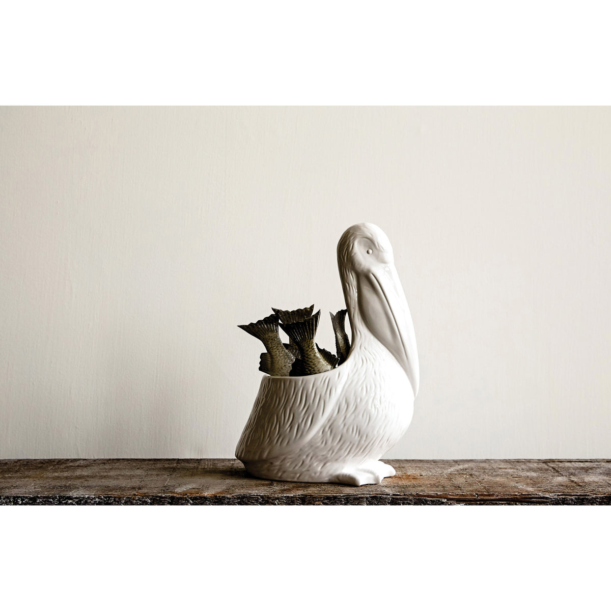 Ceramic Pelican Planter, White