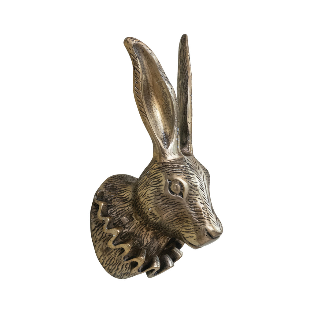 Aluminum Rabbit Head Wall Decor with Ruff Collar