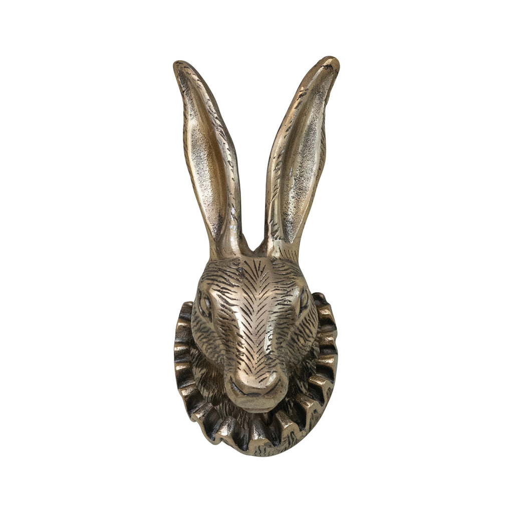 Aluminum Rabbit Head Wall Decor with Ruff Collar