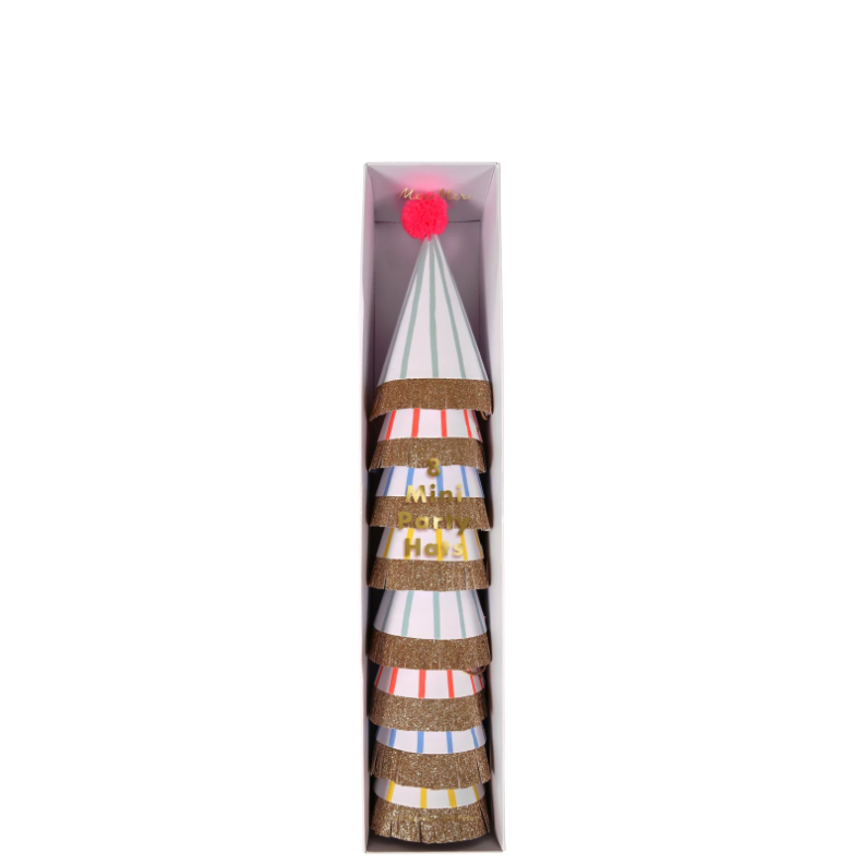 Meri Meri Stripe Pompom Mini Party Hats (Box of Eight)