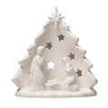 Stoneware Holy Family with Tree Cut-Outs, White