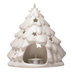 Stoneware Holy Family with Tree Cut-Outs, White