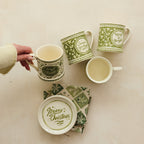 Holiday Stoneware Mug with Saying, Green & White (Assorted)