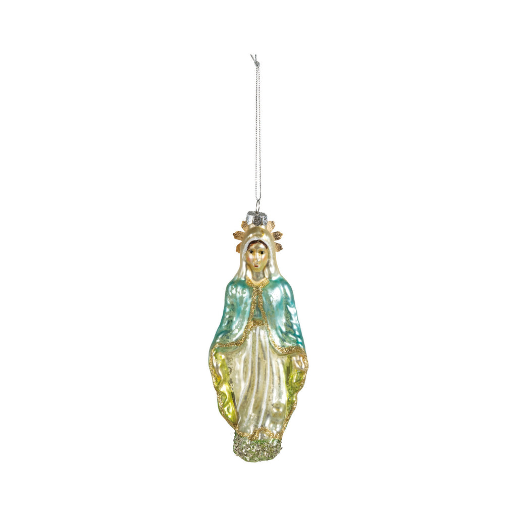Mercury Glass Mary Ornament with Glitter