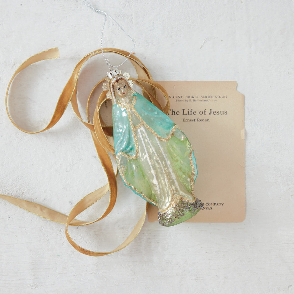 Mercury Glass Mary Ornament with Glitter