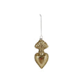 Glass Sacred Heart Ornament, Gold Glitter